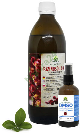 Zestaw Olej rycynowy BIO nierafinowany 500 ml + DMSO 100 ml