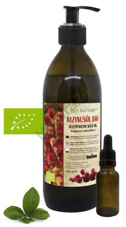 Organic unrefined castor oil 500 ml + 30 ml bottle with pipette